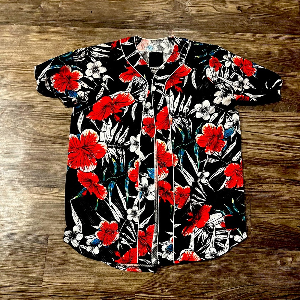 On the Byas Floral Baseball shirt